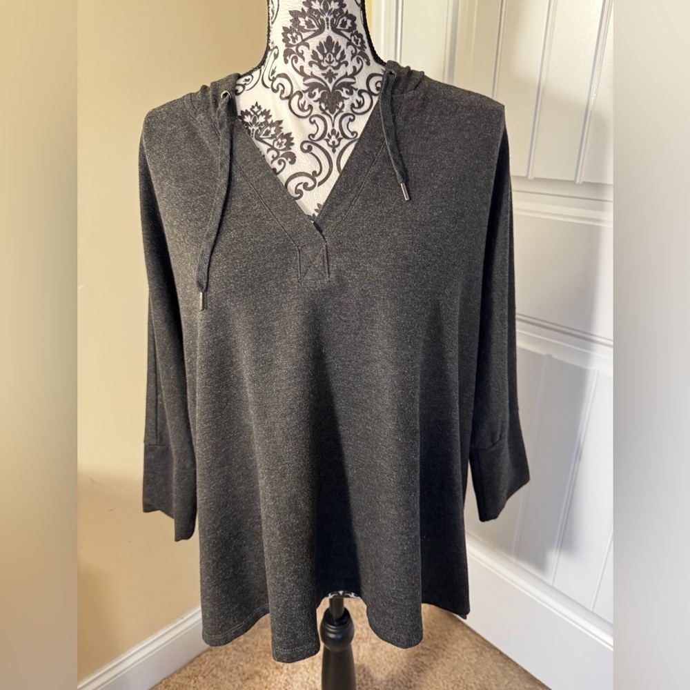Style & Co. Charcoal V-Neck Hoodie